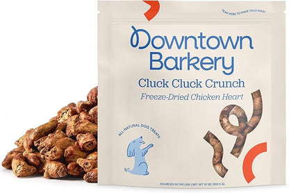 Downtown Barkery Freeze Dried Dog Treats - Single Ingredient, Low Calorie, Rich in Vitamins and Minerals - All Natural - Freeze Dried Chicken Hearts for Dogs, 10 Oz