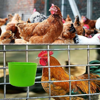 10Pcs Chicken Water Cups Cage Cup Bird Cage Feeder 8 oz Chicken Feeders Water Bowl Hanging for Cage Plastic Birds Feeders Hanging Food and Water Coop Cups for Treats Grit(Green)