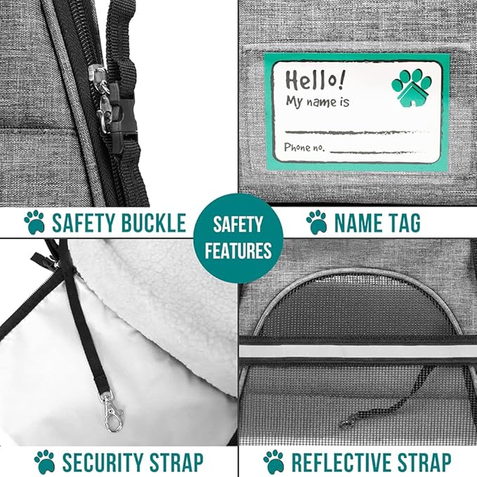 PetAmi Airline Approved Pet Carrier for Cat, Soft Sided Dog Carrier for Small Dog, Cat Travel Supplies Accessories Indoor Cat, Ventilated Pet Carrying Bag Medium Large Kitten Puppy, Large Heather Gray