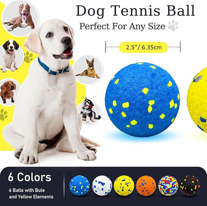 6 Pcs Dog Balls Tennis Ball for Aggressive Chewers Indestructible Dog Teething Chew Toys for Large Medium Small and Puppies, More Biting-Proof Atom.