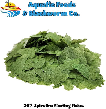 Aquatic Foods Inc. 30% Spirulina Premium Flakes for African Cichlids, All Central and South American Cichlids, Koi, Pond Fish, All Community Tropical Fish...WL…2-lbs Poly Bag
