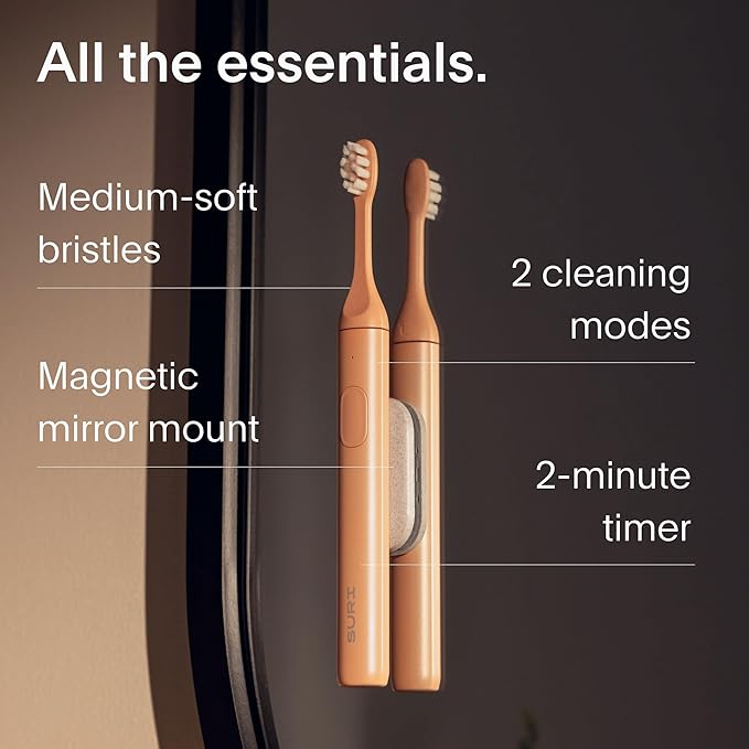 SURI 1.0 Sonic Electric Toothbrush | 40+Day Battery | Designed in California | Sustainable Electric Toothbrush for Adults | Travel Toothbrushes | Tooth Brush | Pink
