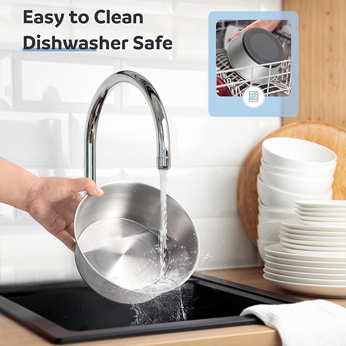 304 Stainless Steel Dog Bowls Set of 2, Anti Rust Metal & Non Slip Rubber Base, Heavy Duty Large Feeding Dishes, Food Grade BPA Free, Food and Water Bowl for Large Dogs (64oz, 8cup)