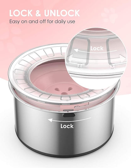 1Gallon Large Dog Water Bowl No Spill, [Anti Digging Lid & Rubber Bottom] Spill Proof Dog Bowl, Anti Splash Mess Dripless Slow Drinking Stainless Steel Water for Sloppy Messy Drinkers Car