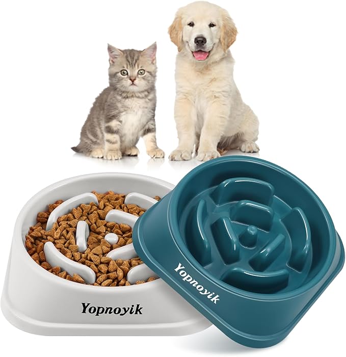 2 Pack Slow Feeder Dog Bowls for Healthy Eating, Non-Slip and Anti-Choking Design, Reduces Bloating & Overeating for Small Dogs, Easy to Clean