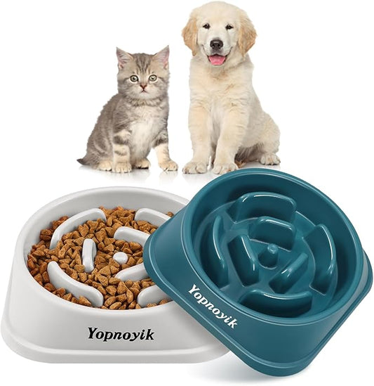 2 Pack Slow Feeder Dog Bowls for Healthy Eating, Non-Slip and Anti-Choking Design, Reduces Bloating & Overeating for Small Dogs, Easy to Clean