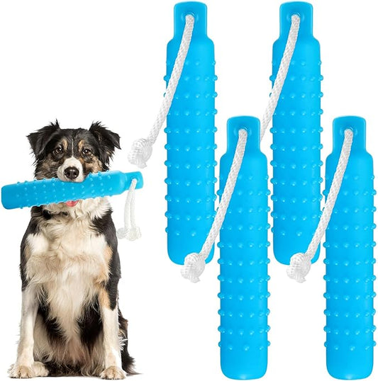 4 Pcs Dog Float Bumper Toy Training Bumper, Water Toys Dummy Outdoor 11 x 2 Inch Puppy Lightweight for Float on The Water Pool Fetch for Small, Medium, Large Dogs(Blue)