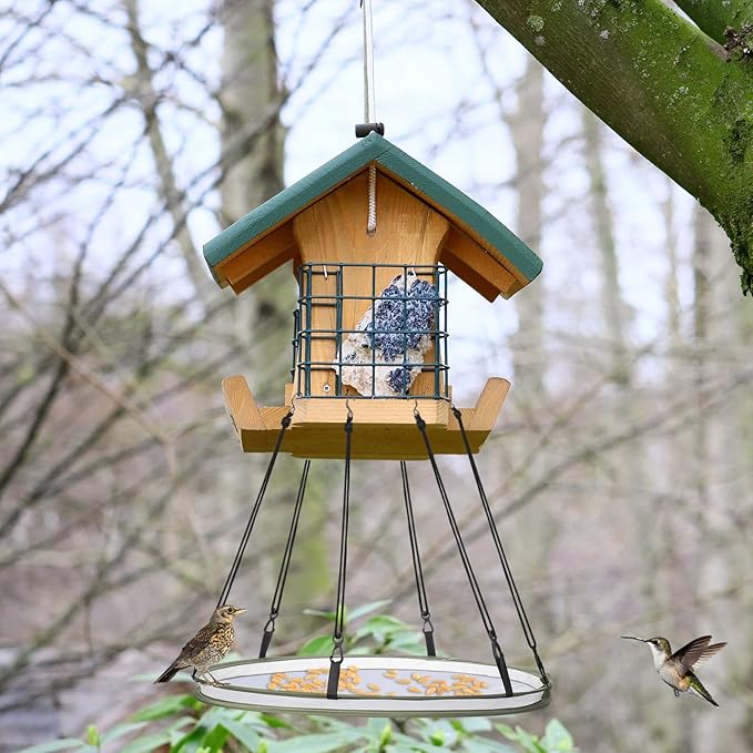 Universal Wild Bird Seed Catcher Hanging Hoop Platform Bird Seed Catcher Tray for Hummingbird Feeders Bee Feeder Outdoor Garden Accessories(2 Pieces,16 Inch)