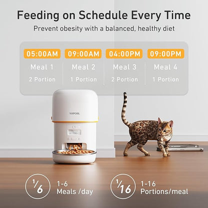 Automatic Cat Feeders - 3L Cat Food Dispenser Easy to Use, Timed Automatic Pet Feeder with Over 180-day Battery Life, 1-6 Meals Dry Food Programmable Portion Control Also for Dogs