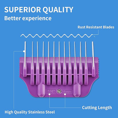 6MM 1/4Inch Pet Grooming Clipper Attachment Guard Comb, for Wide A5 Blades, Compatible with Andis, Conair, Wahl, Laube, Thrive, Bucchelli, or other A5 Series, Only Fit for 10W/15W/30W Wide Blade