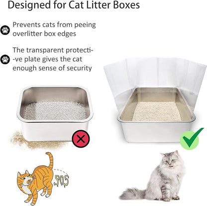 4PCS Cat Litter Box Pee Shields,Transparent Easy Clean Splash Guard for Open Top Litter Pan 14.5×11.5in- Litter Box Not Included(4PC)