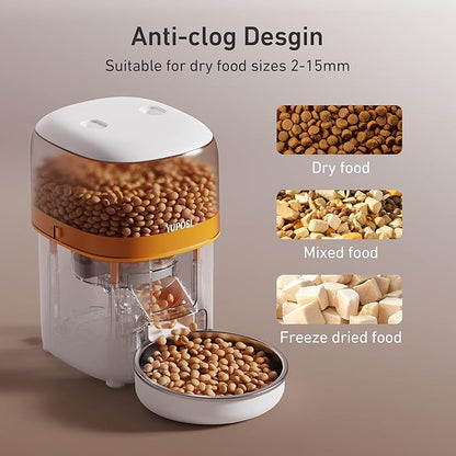 Automatic Cat Feeders - 3L Cat Food Dispenser Easy to Use, Timed Automatic Pet Feeder with Over 180-day Battery Life, 1-6 Meals Dry Food Programmable Portion Control Also for Dogs