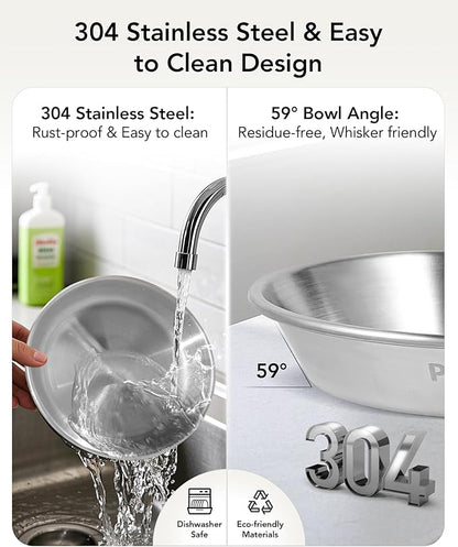 Upgrade Elevated cat Bowl, Raised Stainless Steel Cat Food and Water Dishes, Small Dog Bowl, Whisker Friendly, Anti-Vomiting, Neck Stress-Free, Non-Slip Stainless Steel Stand with 4 Legs- 3Pack