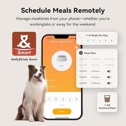 Automatic Dog Feeder for Large Dogs, 14L Capacity, Remote Feeding, Anti-Blockage System, Timed Auto Dog Food Dispenser, 2.4G WiFi App Control，Dual Power Supply,Stainless Steel Bowl