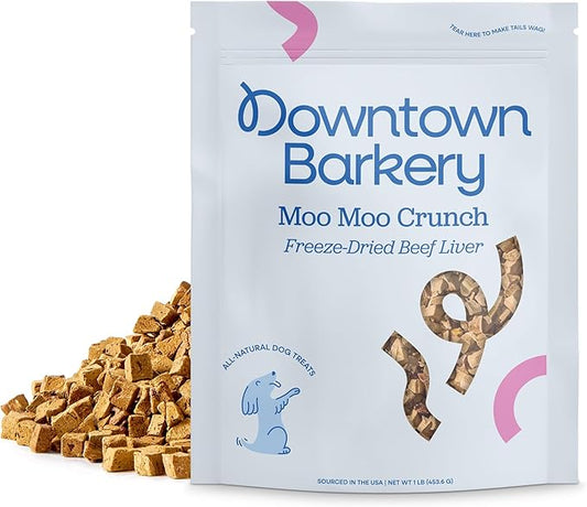 Downtown Barkery Freeze Dried Dog Treats - Single Ingredient, Low Calorie, Rich in Vitamins and Minerals - All Natural - Freeze Dried Beef Liver Dog Treats, 1 LB