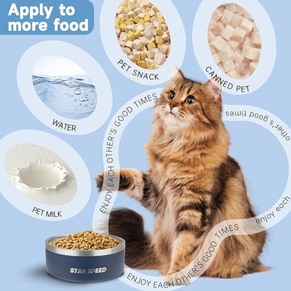 StarSpeed 42oz Stainless Steel Dog Bowls with Rubber Bottom Non-Slip Double Wall Metal Outdoor Dog Food and Water Bowls Weighted Insulated Pet Feeding Bowl for Small,Medium Sized Dogs or Cats