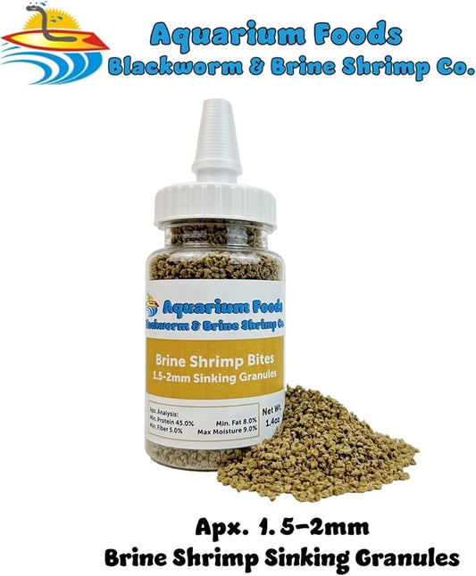 Aquatic Foods Inc. Brine Shrimp Sinking Micro Bites for Guppies, Nano Fish, Cichlids, Discus, Corys, Tetras, Bettas All Tropical Fish…1.4oz Squeeze Bottle