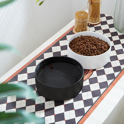 8'' Ceramic Dog Bowl - 70Oz, Heavy Duty, Non-Slip, Dishwasher Safe, Modern Style, Food Grade Stoneware Pet Bowl, Black