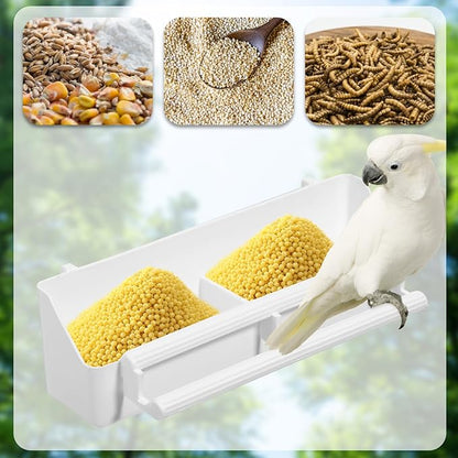 2 Pack Bird Feeder for Cage, Hanging Plastic Bird Food and Water Dispenser with Perches Birds Bowls for Parakeet, Cockatiel, Canary, Parrot