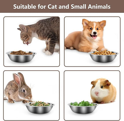 ACEONE Cat Bowls Stainless Steel, 4 Pack Whisker Friendly Cat Dishes for Food and Water, Metal Whisker Fatigue Pet Bowl for Small Dogs and Cats, 12oz