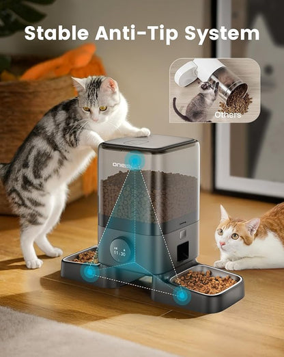 oneisall Automatic Cat Feeders 2 Cat, 20 Cups/5L Cats Auto Feeder, Automatic Cats Food Dispenser for Small Pets Indoor, Timed Pet Feeder for Dry Food