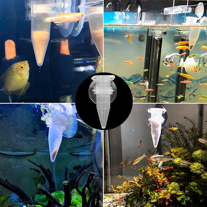 Aquarium Cone Red Worm Feeder Acrylic V-Shape Automatic Fish Feeder Brine Shrimp Food Feeding Cup with Suction Cup