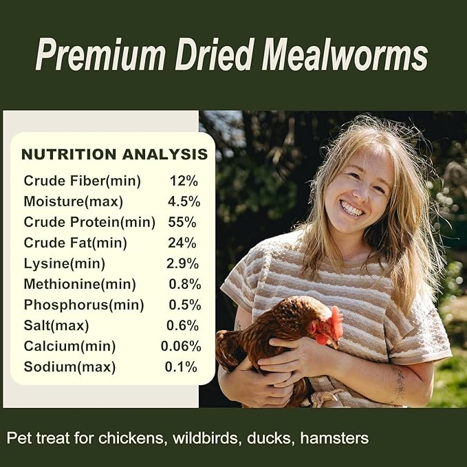 Adaman Dried Mealworms -5 LBS- 100% Natural High Protein Mealworms - Bulk Meal Worms for Blue Birds, Chickens, Ducks - Best Chicken Treats, Bird Food, Turtle Food