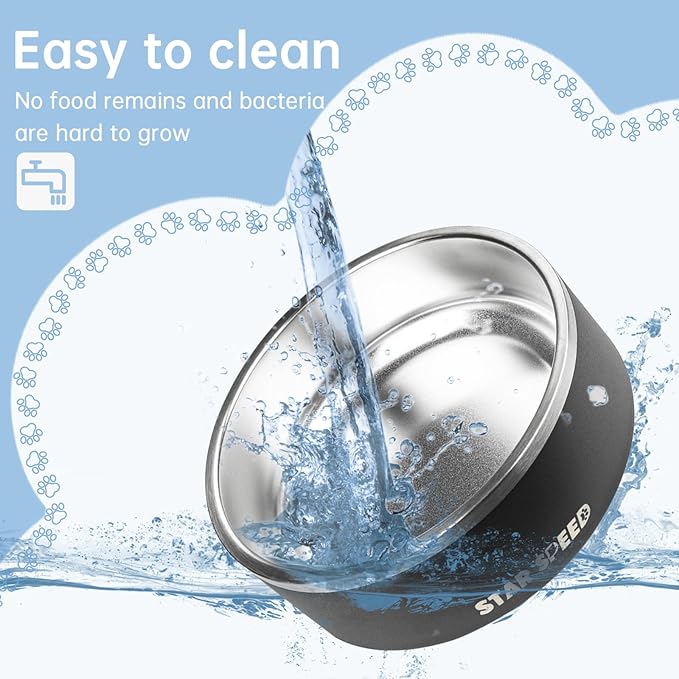 StarSpeed 42oz Stainless Steel Dog Bowls with Rubber Bottom Non-Slip Double Wall Metal Outdoor Dog Food and Water Bowls Weighted Insulated Pet Feeding Bowl for Small,Medium Sized Dogs or Cats