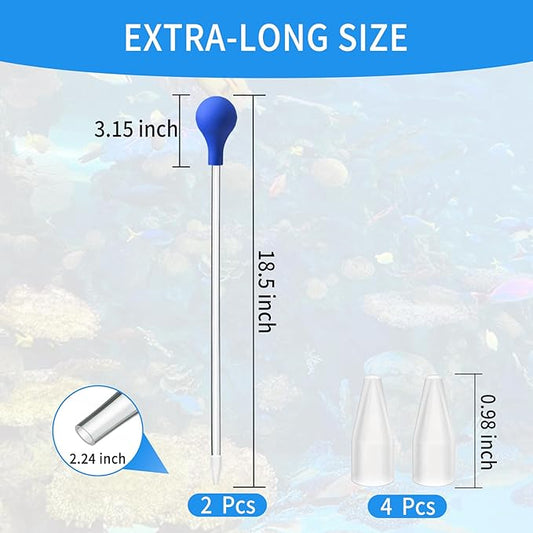 2 Pcs 18.5 in Long Pipette for Fish Tank Coral Food Feeder Long Syringe Aquarium Coral Feeding Tube for Marine Fish Reef Aquatic Plant Spider Snake Lizard
