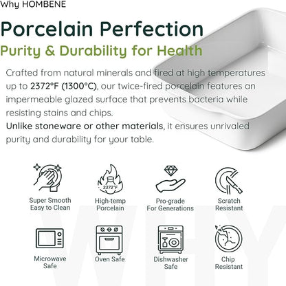 4.2 QT Deep Ceramic Baking Dish, White Casserole Dish, Lasagna Pan for Oven, Ceramic Baking Pan, Kitchen Decor, Microwave Oven Safe, Dinner, Wedding（10" x 13.9"）