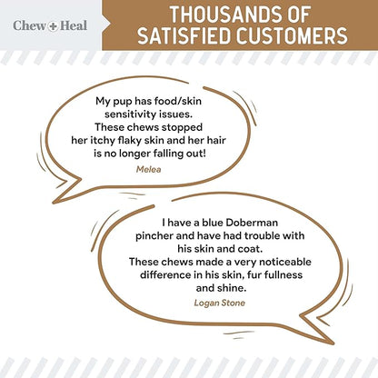 Omega for Dogs - 180 Delicious Soft Chews - Salmon Oil Treats for Skin and Coat, Itch Relief - Fish Oil Blend of Essential Fatty Acids, Omega 3, 6, and 9, and Vitamins - Peanut Butter Flavor