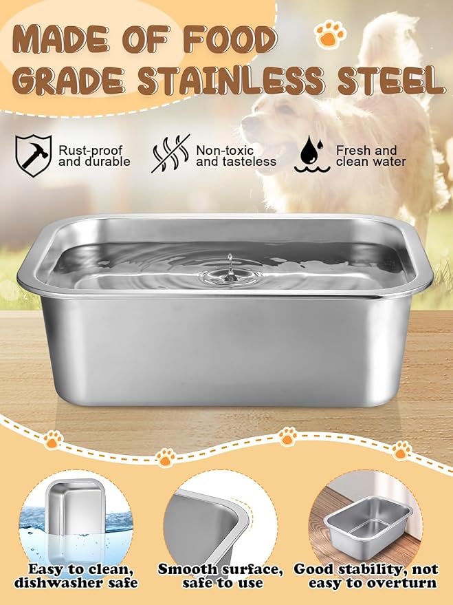 1.5 Gallons Large Dog Bowls - Food Grade Stainless Steel Dog Water and Food Bowl No Spilling, High Capacity for Medium Large Breed Dogs Indoor Outdoor