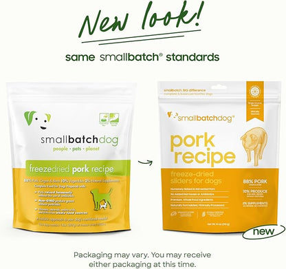 smallbatch Pets Freeze Dried Raw Dog Food, Pork Recipe, 14 oz, Organic High Protein Dog Food, Grain Free, Made in The USA, Humanely Raised Meat, Single Protein, for Picky Eaters, Hydrate & Serve