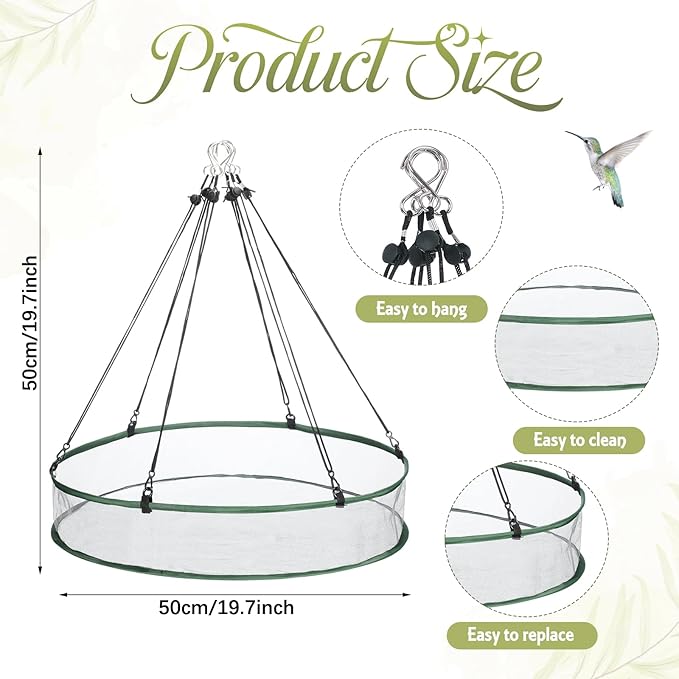 Universal Wild Bird Seed Catcher Hanging Hoop Platform Bird Seed Catcher Tray for Hummingbird Feeders Bee Feeder Outdoor Garden Accessories(1 Pieces,24 Inch)