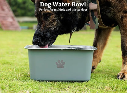 2.5 Gallons 40 Cup Non Slip Stainless Steel Large Dog Water Bowls, Outdoor Metal Dog Bowls Extra Large Breed, High Capacity Water Bowl for Big Giant Huge Dogs, Grey