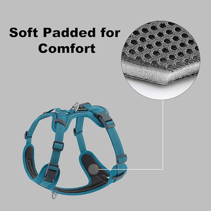 Plutus Pet No Pull Dog Harness, Release at Neck, Soft Padded, Reflective Adjustable Dog Vest Harness for Small, Medium, Large Dogs(Light Blue, XS)