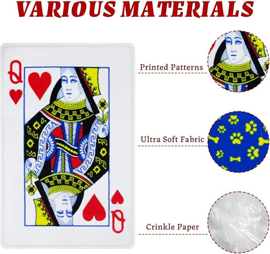 15PCS Funny Poker Dog Toys- Plush Interactive Toys with Crinkle Paper for Small, Medium Puppies- Fun Novelty Play- Cool Stuffed Gifts for Dog Birthday(Red)