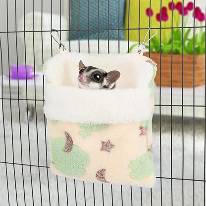Sugar Glider Sleeping Pouch Bag, Warm Hamster Hammock Pouch Sack Small Pet Hanging Bed for Hamster Rat Hedgehog Squirrel and Other Small Animal (Green)