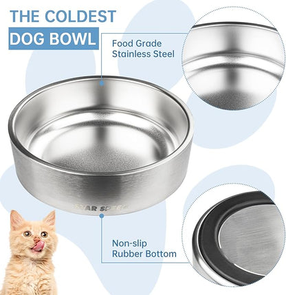 StarSpeed 24oz Stainless Steel Dog Bowls with Rubber Bottom Non-Slip Double Wall Metal Outdoor Dog Food and Water Bowls Weighted Insulated Pet Feeding Bowl for Small,Medium Sized Dogs or Cats