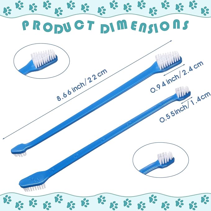 Gerrii 200 Count Dog Toothbrush Double Headed Pet Toothbrush Long Handle Dog Tooth Brushing Kit Soft Bristles Pet Tooth Brush for Doggy Cat and Most Pets Teeth Cleaning Dental Oral(Blue)