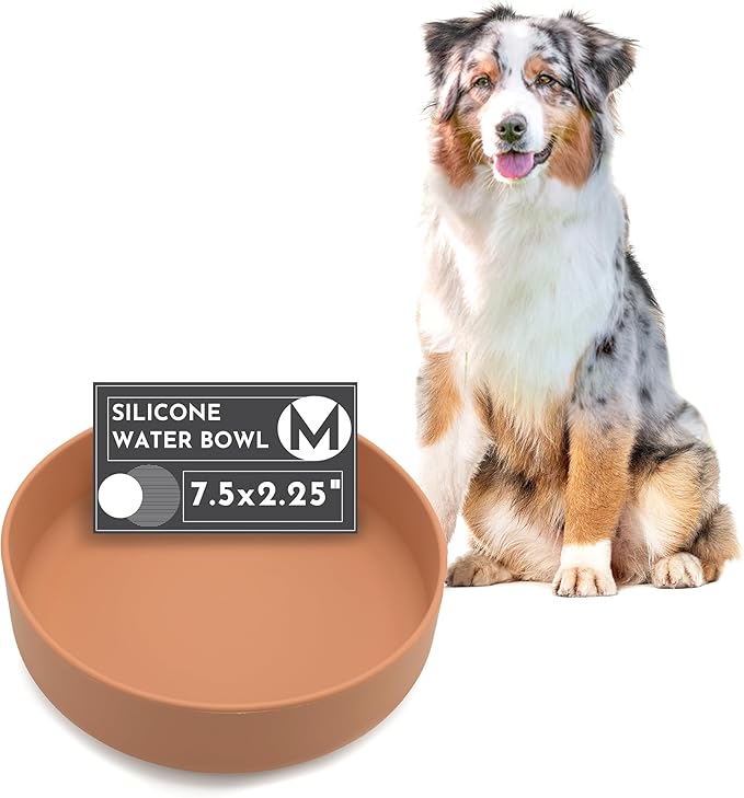 The Perfect Dish No-Spill Dog Water Bowl, Less Mess Non-Tippable Water & Food Bowl, Silicone with Suction Cup, Fits 5 Cups 7.5" Across x 2.25" Tall, Ideal for All Pets, Medium-Terracotta