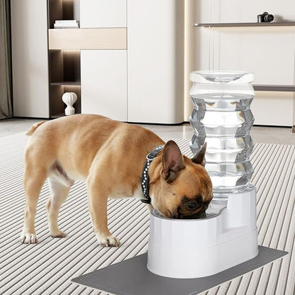 RIZZARI Large Water Dispenser for Dogs: 8L Gravity White Automatic Stainless Steel Waterer - 100% BPA Free - Raised Pet Feeder for Pet Dogs Indoor/Outdoor