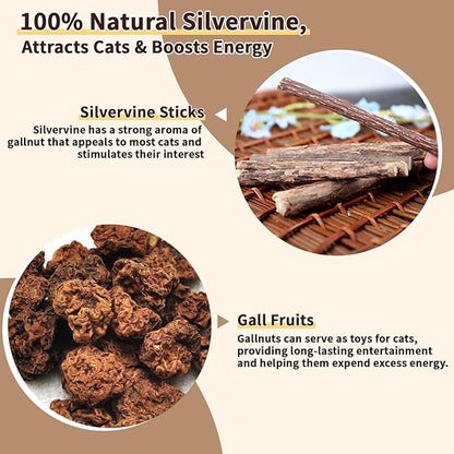 6 Pack Silvervine Cat Chew Toys, Natural Dental Sticks for Indoor Cats, Kittens Teeth Cleaning, Catnip Alternative, Interactive Play, Yellow