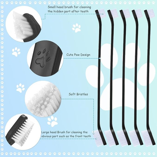 Honeydak Dog Toothbrush Bulk Dual Headed Dental Brushes Dogs Tooth Brushing Kit Long Handle Pet Tooth Brush for Puppy Large Small Cats and Most Pets Teeth Cleaning Dental Supplies(70 Pcs,Black)