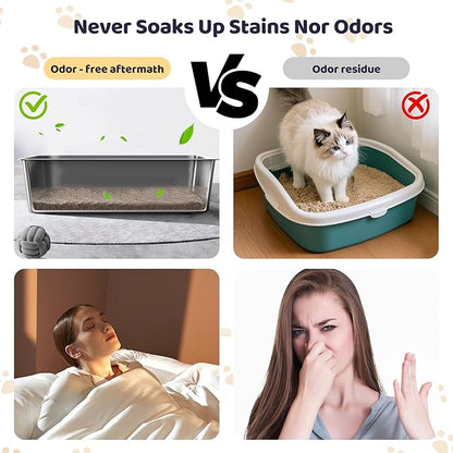 Cat Litter Box - Kitty Litter Boxes-Metal High Sided Cat Pan, Indoor Litter Tray, No Smell, Easy to Clean, Pet Toilet Supplies for Kitten, Kitty, Rabbit