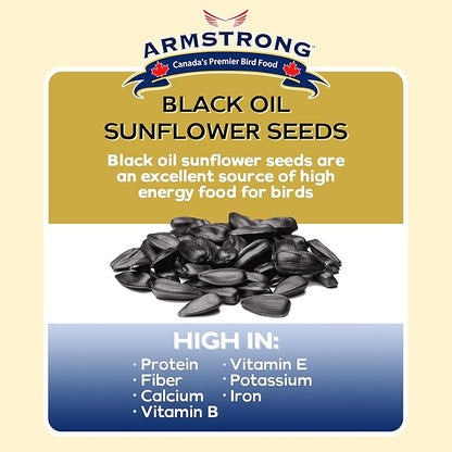 Armstrong Wild Bird Food Black Oil Sunflower Bird Seed, 25 Pounds - for Northern Cardinals, Blue Jays and Hairy Woodpeckers - Ideal for Outside Feeders