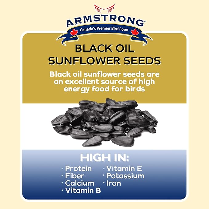Armstrong Wild Bird Food Black Oil Sunflower Bird Seed, 35.3 Pounds - for Northern Cardinals, Blue Jays and Hairy Woodpeckers - Ideal for Outside Feeders