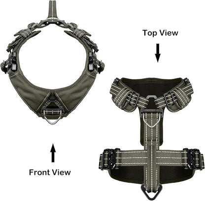 ICEFANG Dog Strap Harness with 4 x Metal Buckles,for Medium Sized Dog,K9 Vest,Y-Shape Chest,Adjustable Pet Harness,No-Pull Front Leash Clip (Medium (Pack of 1), Green)