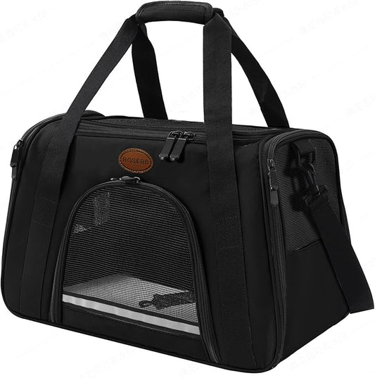 Cat Carrier Dog Carrier Pet Carriers for Medium Small Cats Dogs Puppies up to 15 Lbs,TSA Airline Approved Small Dog Cat Carriers Soft Sided,Collapsible Travel Puppy Carrier (Black, Large)