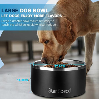 200oz Large Stainless Steel Dog Bowl. Extra Large Dog Water Bowls for Large Dogs with Rubber Bottom, Drop Resistant and Durable, Keeps Cold, Fits Different Size Big Dog Food Bowls. (200 OZ, Black)